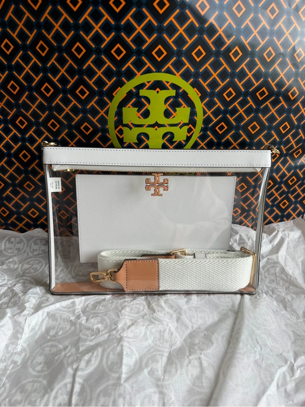 Tory Burch Blake Clear Swingpack Crossbody Bag Clear Optic White